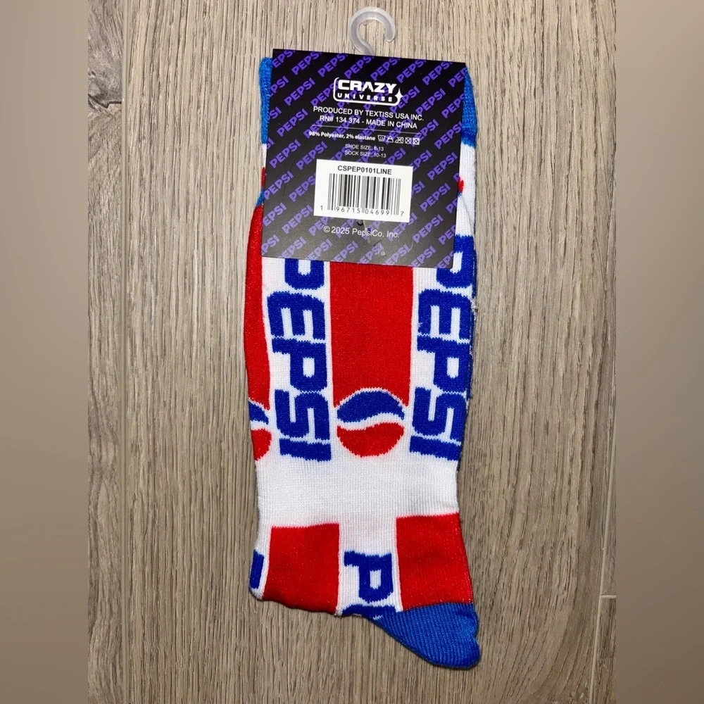 PEPSI NOVELTY CREW SOCKS NWT MEN’S SHOE SIZE 6-13